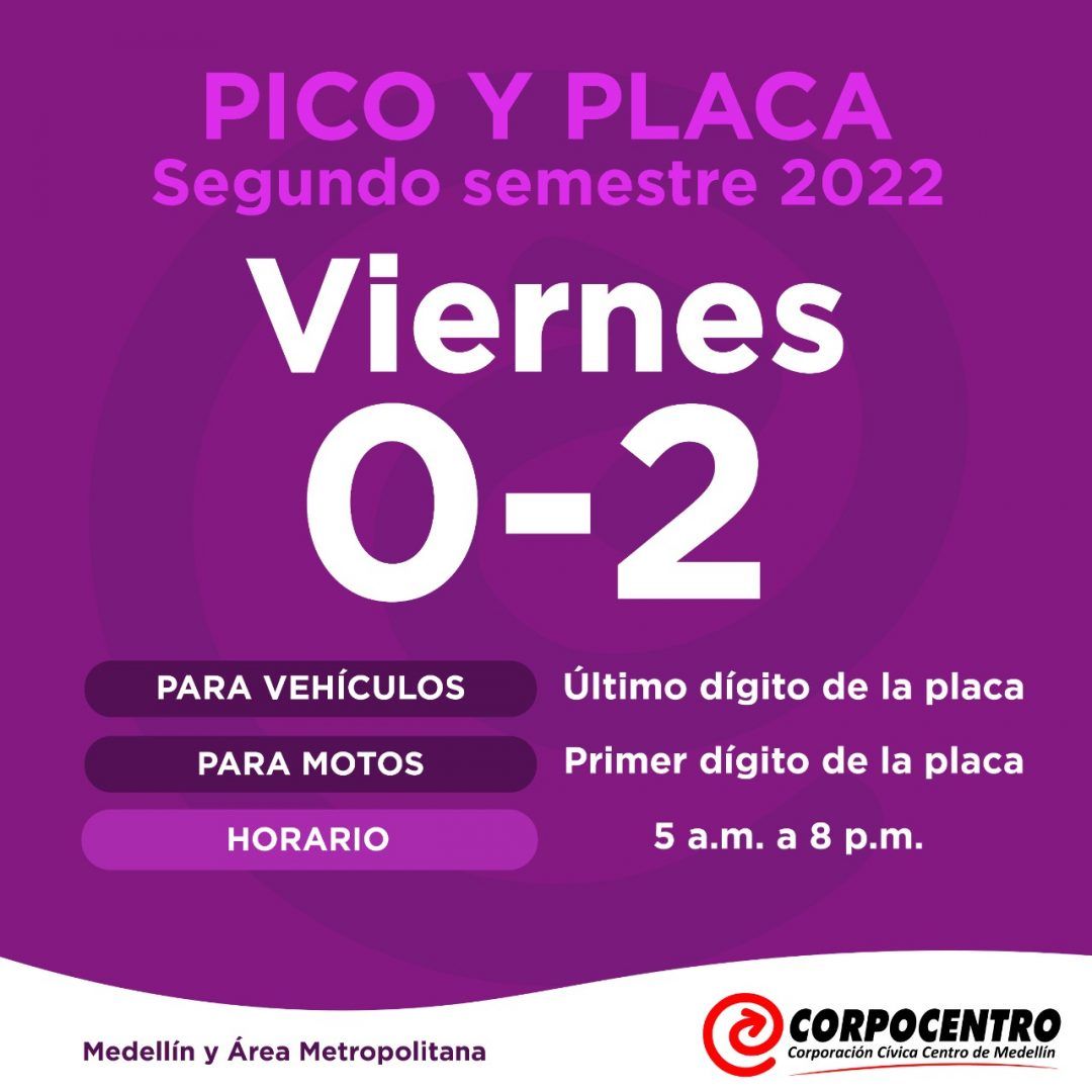 pico y placa en medellín 2022